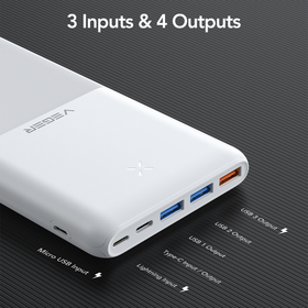 Veger S22 Ultra Slim 20W Fast Charging Power Bank White - 20000mAh