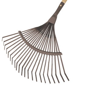 TDX Steel Leaf Rake With Wooden Handle - 22 Teeth