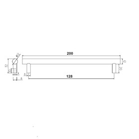 Klässich Cabinet Handle Chrome - L 200mm X D 32mm