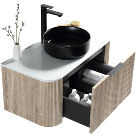 Oasis Wall Vanity Sonoma Oak with Countertop & Basin 900mm - Center