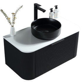 Oasis Wall Vanity Black Oak with Countertop & Basin 900mm - Center