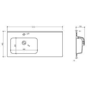 Mirage Wall Vanity with Top Moonlight White - 1010mm