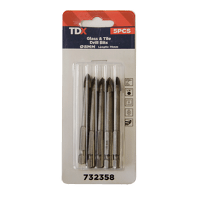 TDX Glass & Tile Drill Bits Hex Shank Cross Tip - 8mm