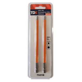 TDX Screwdriver Bits HEX #4 150mm - Pack of 2