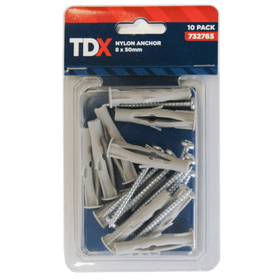 TDX Nylon Anchor with Screws - 8 X 50mm (Pack of 10)