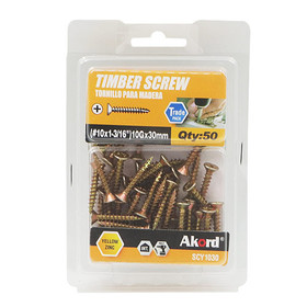 Akord Screw 30mm Zinc Chromate (Gold Passivated) - Pack of 50