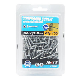 Akord Screw Chipboard 32mm Self Embedding C3 - Pack of 100