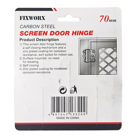 Fixworx Screen Door Hinge Zinc Plated 70mm - Pack of 2 Fixworx Screen Door Hinge Zinc Plated 70mm - Pack of 2