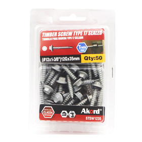 Akord Roofing Screws 35mm Sealed HEX C4 - Pack of 50