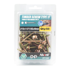 Akord HEX Screw 40mm HEX Zinc Chromate (Gold Passivated) - Pack of 50 Akord HEX Screw 40mm HEX Zinc Chromate (Gold Passivated) - Pack of 50