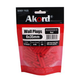 Akord Wall Plugs Anchors Plastic Blue 8x50mm - Pack of 50 