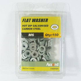 Akord Flat Washer Mtrc Hot Dip Galvanised M6 - Pack of 150