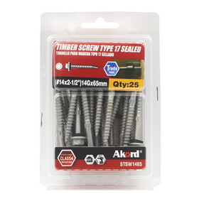 Akord Roofing Screws 65mm Sealed HEX C4 - Pack of 25