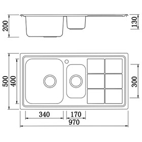 Klässich Avenue Double Bowl Sink Insert Satin - 970mm