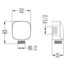 Storm Curved Shower Wall Elbow Black