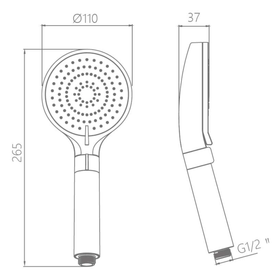 Klässich Viva Shower Handpiece with Flowrate Regulator - Chrome and White