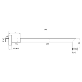 Klässich Wall Shower Arm Chrome - 500mm