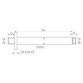 Klässich Ceiling Shower Arm Matte Black Square - 200mm