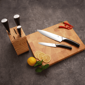 Zen Living knife Set with Pinewood Holder - 5Pcs