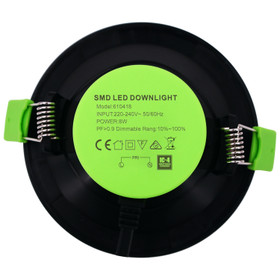 LED Downlight Black 8W Dimmable - 110mm (Cutout Ø90mm) Pack of 4