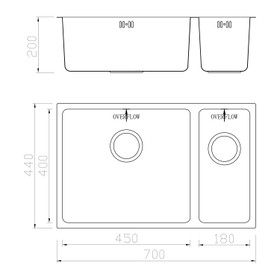 Klässich Rayon20 Double Bowl Sink Insert Satin - 700mm