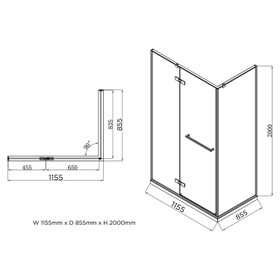 PERFECT TILE 1200mm Shower Rectangle "Klässich Lincoln" (1155mm)