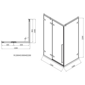 PERFECT TILE 1200mm Shower Rectangle "Klässich Omaha" Black (1185mm)