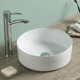 Vogue Vessel Basin with Stripes Glossy White - 400mm