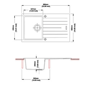 Composite Sink Insert White - 860mm x 500mm 