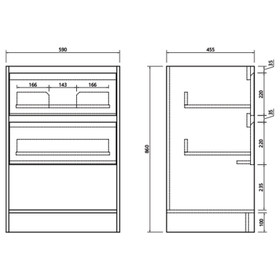 Fremont Floor Vanity with Arc Top 600mm - Matte Black Lacquer