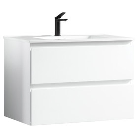 Soho Wall Vanity with Arc Top 600mm - White Glossy