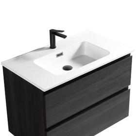 Soho Wall Vanity with Arc Top 800mm - Black Woodgrain