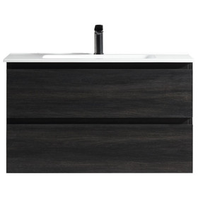 Soho Wall Vanity with Arc Top 800mm - Black Woodgrain