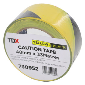 PVC Warning Tape Black/Yellow 48mm X 33m