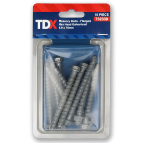 TDX Masonry Bolts 6 X 50mm (Pack of 10)