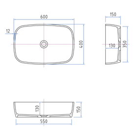 Resin Vessel Basin Translucent Grey - W 600mm X D 400mm Resin Vessel Basin Translucent Grey - W 600mm X D 400mm