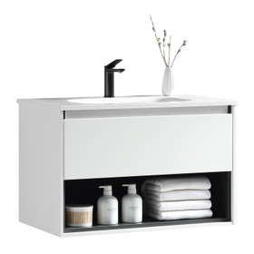 Fremont Wall Vanity with Arc Top 800mm - White Glossy