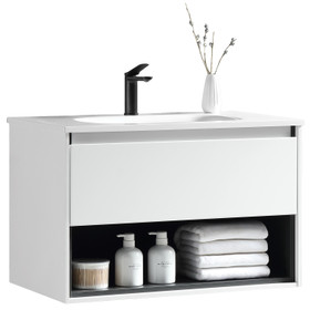 Fremont Wall Vanity with Arc Top 1000mm - White Glossy