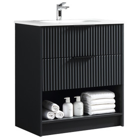 Fremont Floor Vanity with Arc Top 600mm - Matte Black