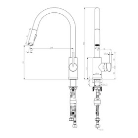 Klässich Linear II Pull-Out Sink Mixer - Brushed Brass