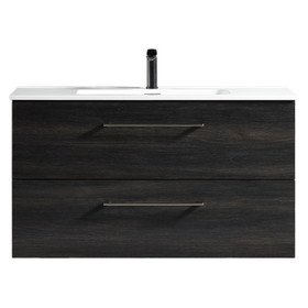 NOVO Wall Vanity With Classic Top 1000mm - Black Woodgrain