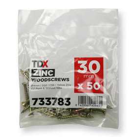 Wood Screws 30mm SQ2 CSK  - Pack of 50