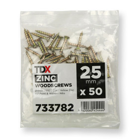 Wood Screws 25mm SQ2 CSK  - Pack of 50