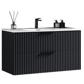 Soho Wall Vanity Fluted with Arc Top 600mm - Matte Black