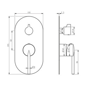 Klässich Linear II Shower Mixer with Diverter - Brushed Gunmetal