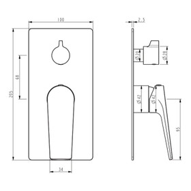 Klässich 55 Series Shower Mixer with Diverter - Matte Black