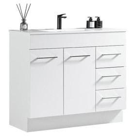 NOVO Floor Vanity With Curve Top 1000mm - White Glossy NOVO Floor Vanity With Curve Top 1000mm - White Glossy