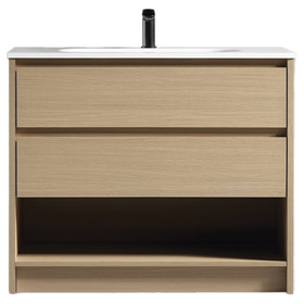 Fremont Floor Vanity with Curve Top 1000mm - Natural Oak