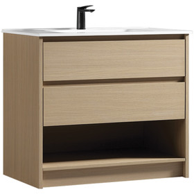 Fremont Floor Vanity with Curve Top 1000mm - Natural Oak