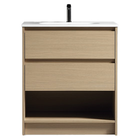 Fremont Floor Vanity with Curve Top 600mm - Natural Oak Fremont Floor Vanity with Curve Top 600mm - Natural Oak